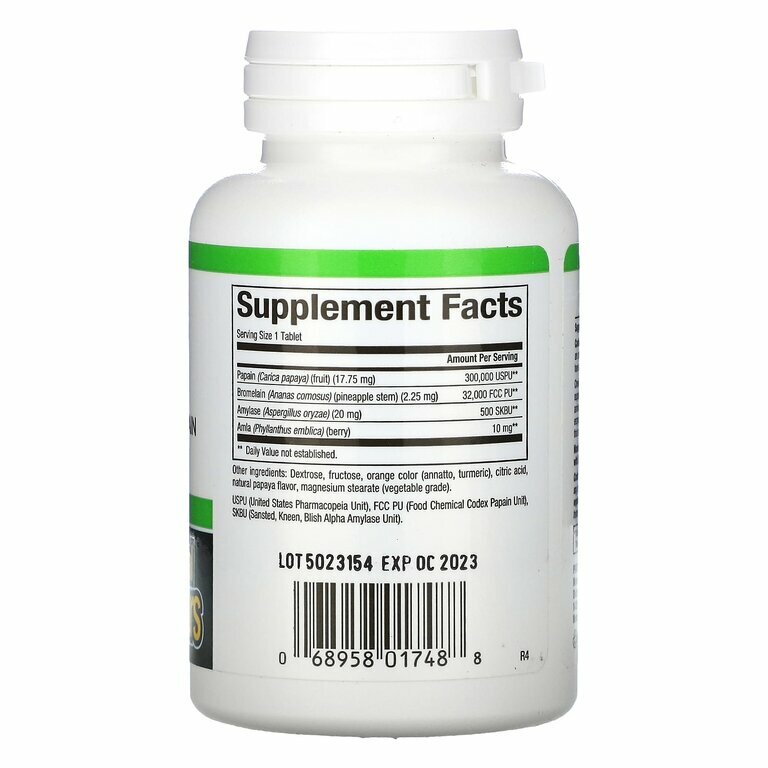Картинки Natural Factors, ферменты папайи с амилазой и бромелаином, 60 жевательных таблеток