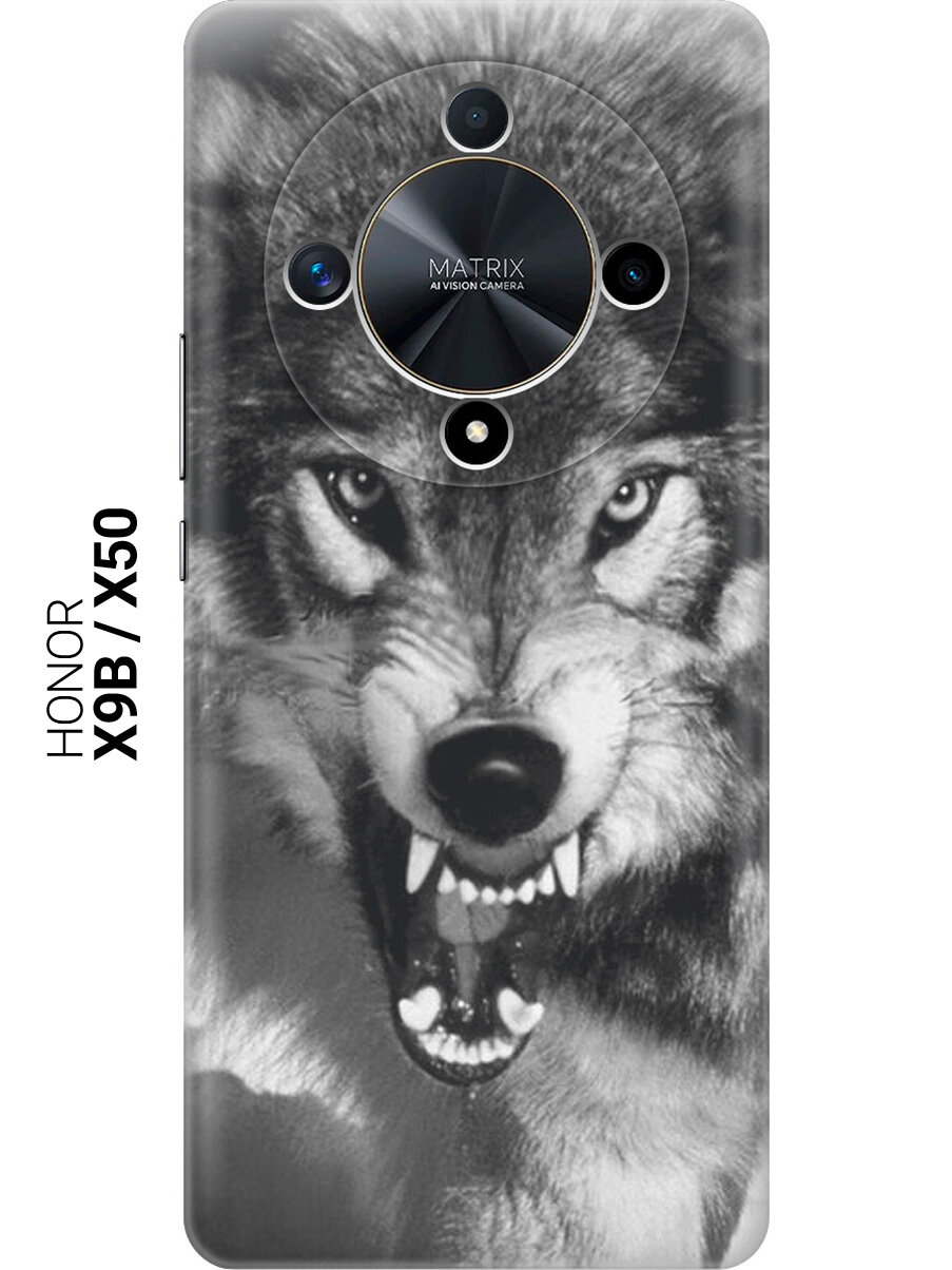 Силиконовый чехол на Honor X9b / X50 с принтом "Волчий оскал"