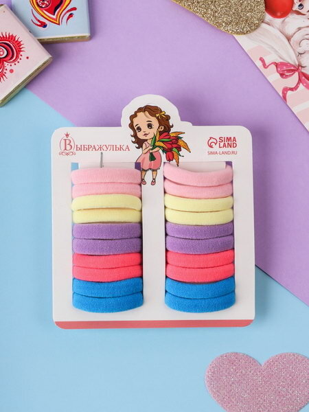 Резинки для волос "Аделия", набор 20 шт, ассорти, 3 см, микс, 6 шт.