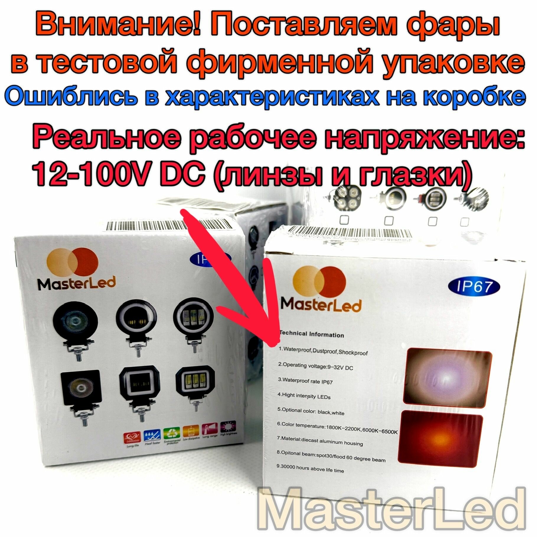 Led светодиодная фара Arctic V3.1+ для электросамокатов, линзованная фара Арктик, 12-100V, 6000K, белый ДХО — фото 1