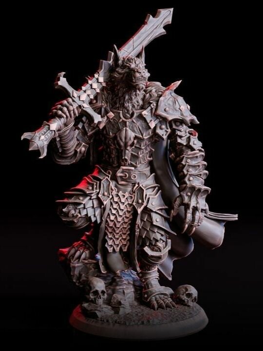 Волк оборотень (Лунный клинок Варгуса) высота 55мм, игровая фигурка для раскрашивания база 25 мм