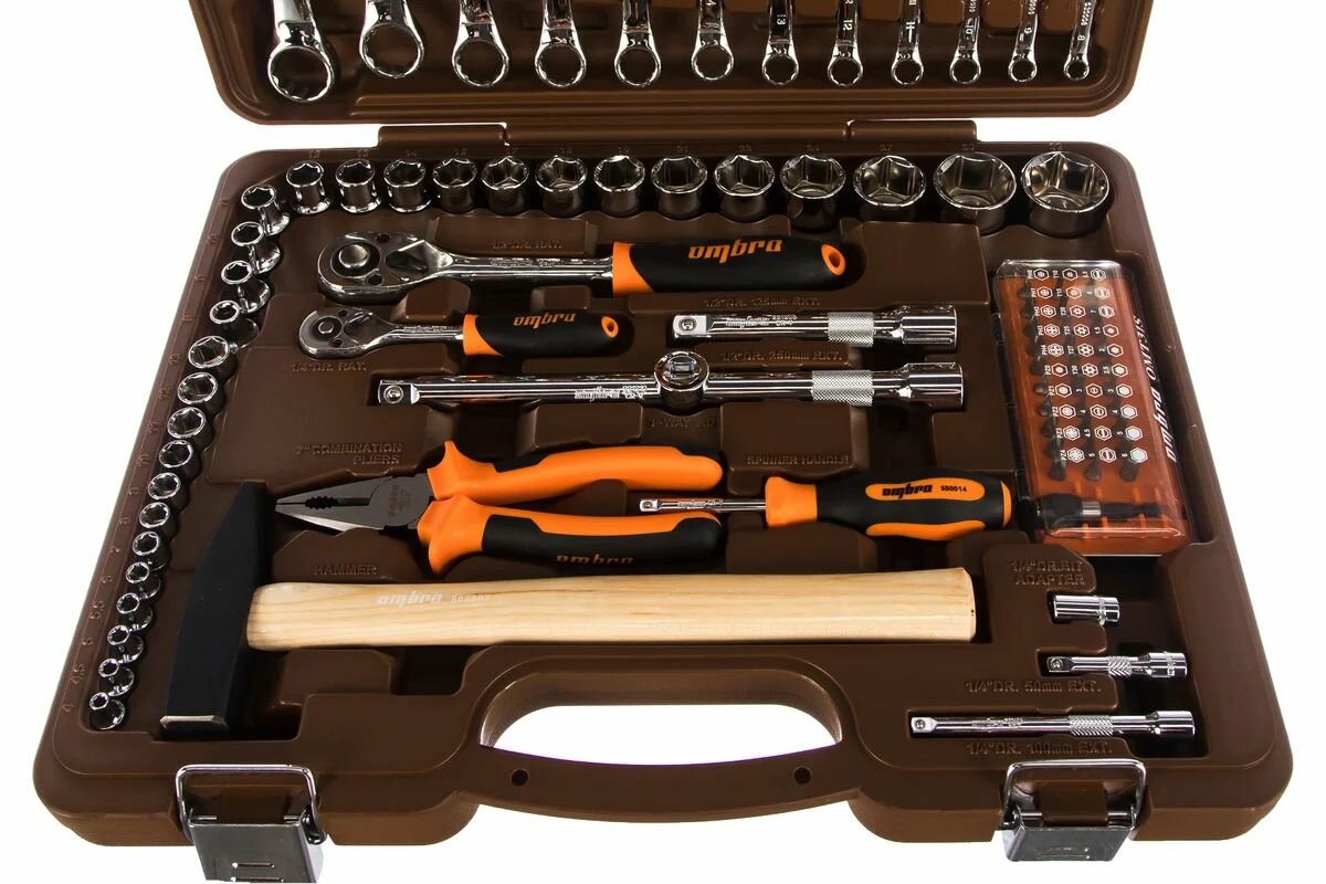 Набор инструмента универсальный 1/4", 1/2"DR, 88 предметов Ombra — фото 1