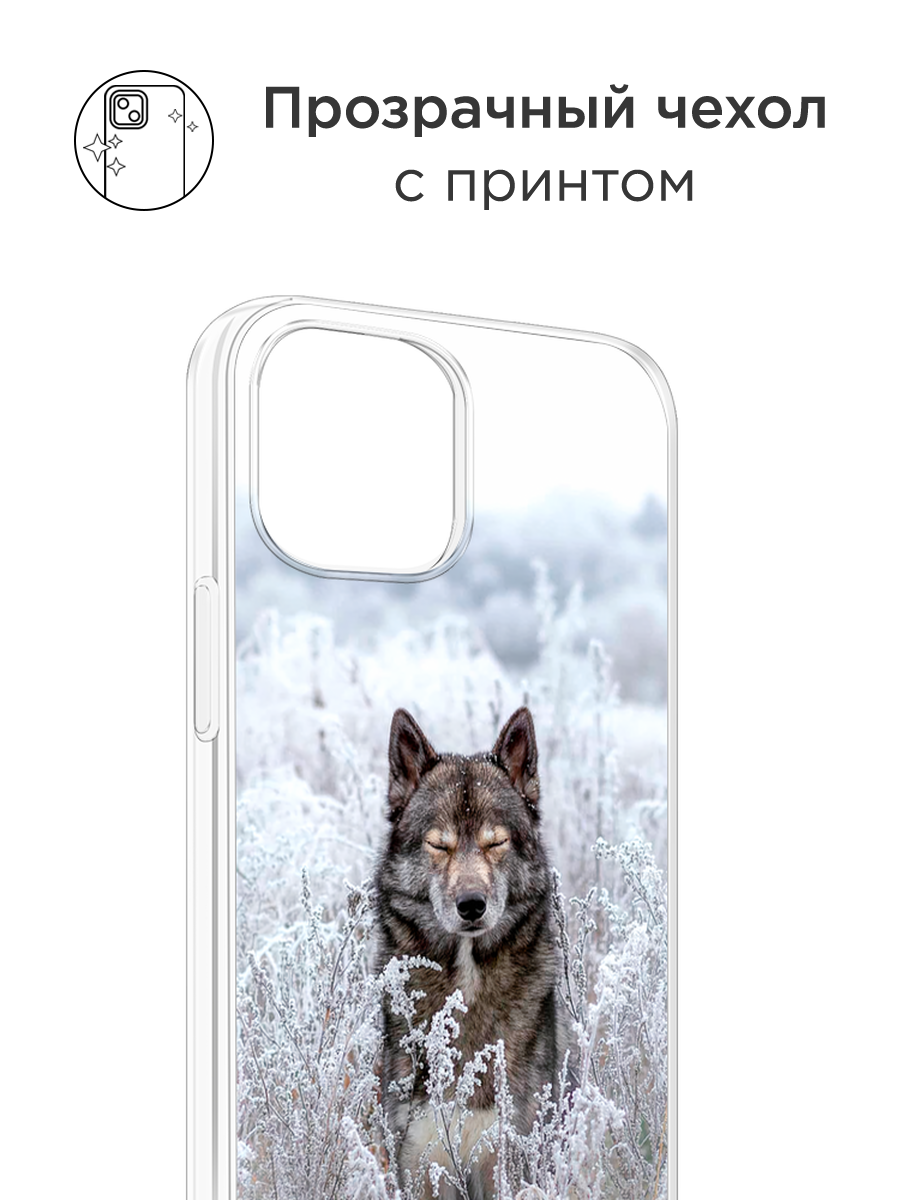 Чехол на Apple iPhone 13 Pro Max / Айфон 13 Про Макс с принтом Волк в поле — фото 1