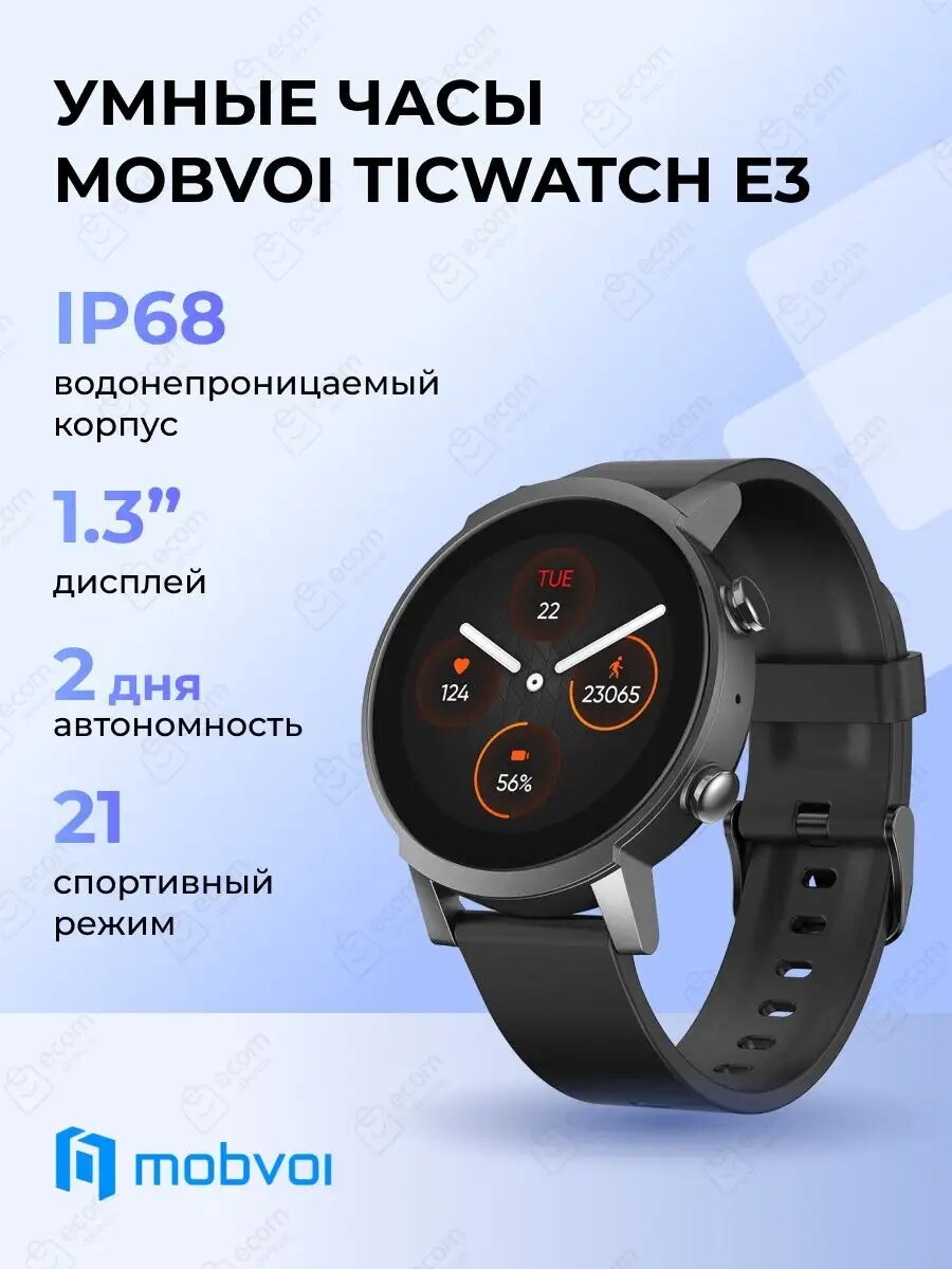 Умные часы Mobvoi Ticwatch E3 черный