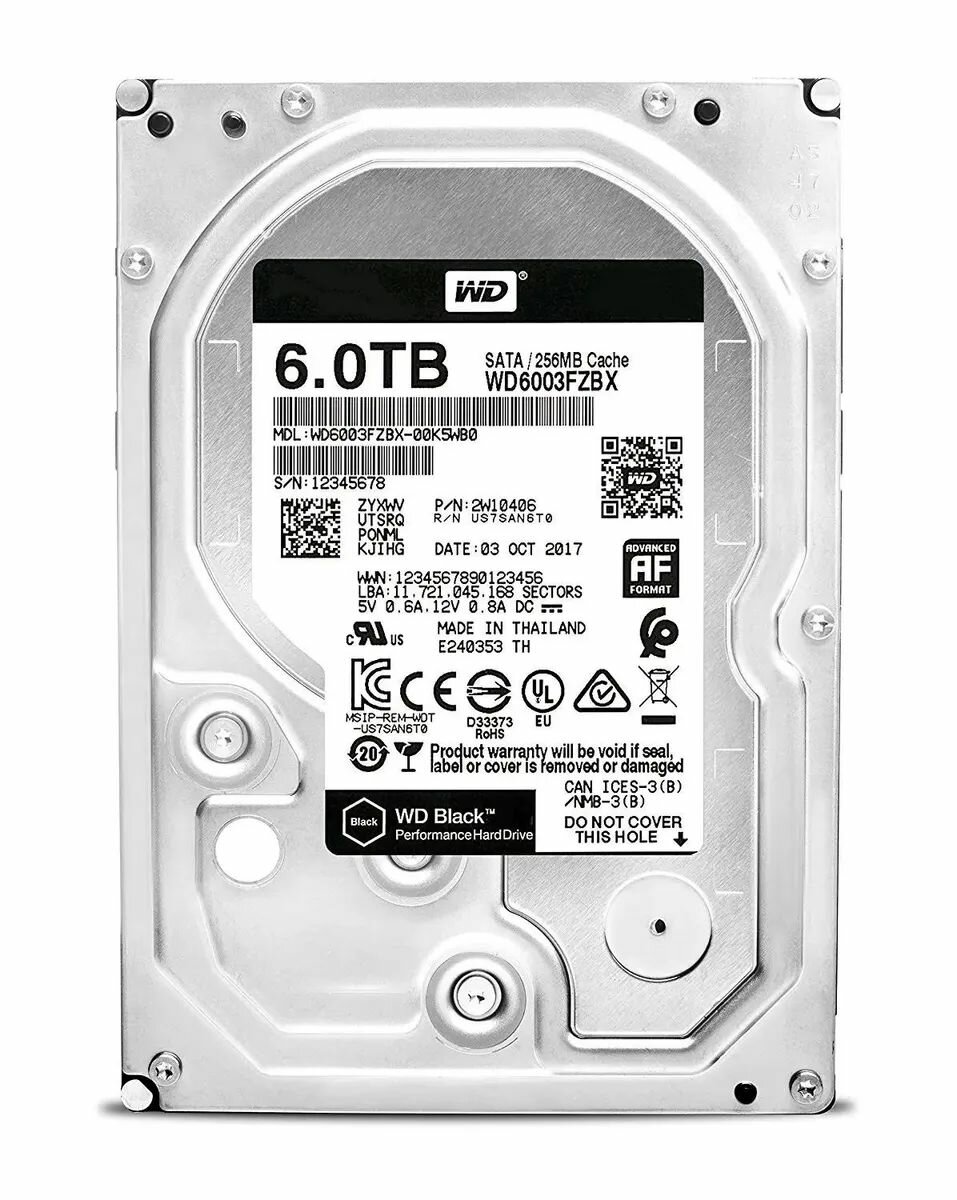 6 ТБ Внутренний жесткий диск WD Black (WD6003FZBX)