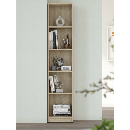 фото Стеллаж для книг, напольный стеллаж для хранения skyland simple sr-5u, дуб сонома светлый, 38.6х35.9х181.5 см