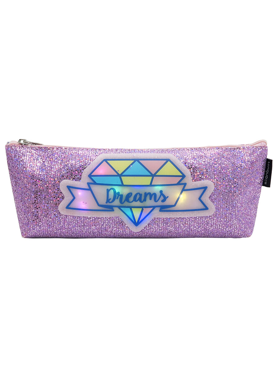 Пенал-косметичка школьный МихиМихи с блёстками Diamond Dreams с подсветкой для девочек розовый