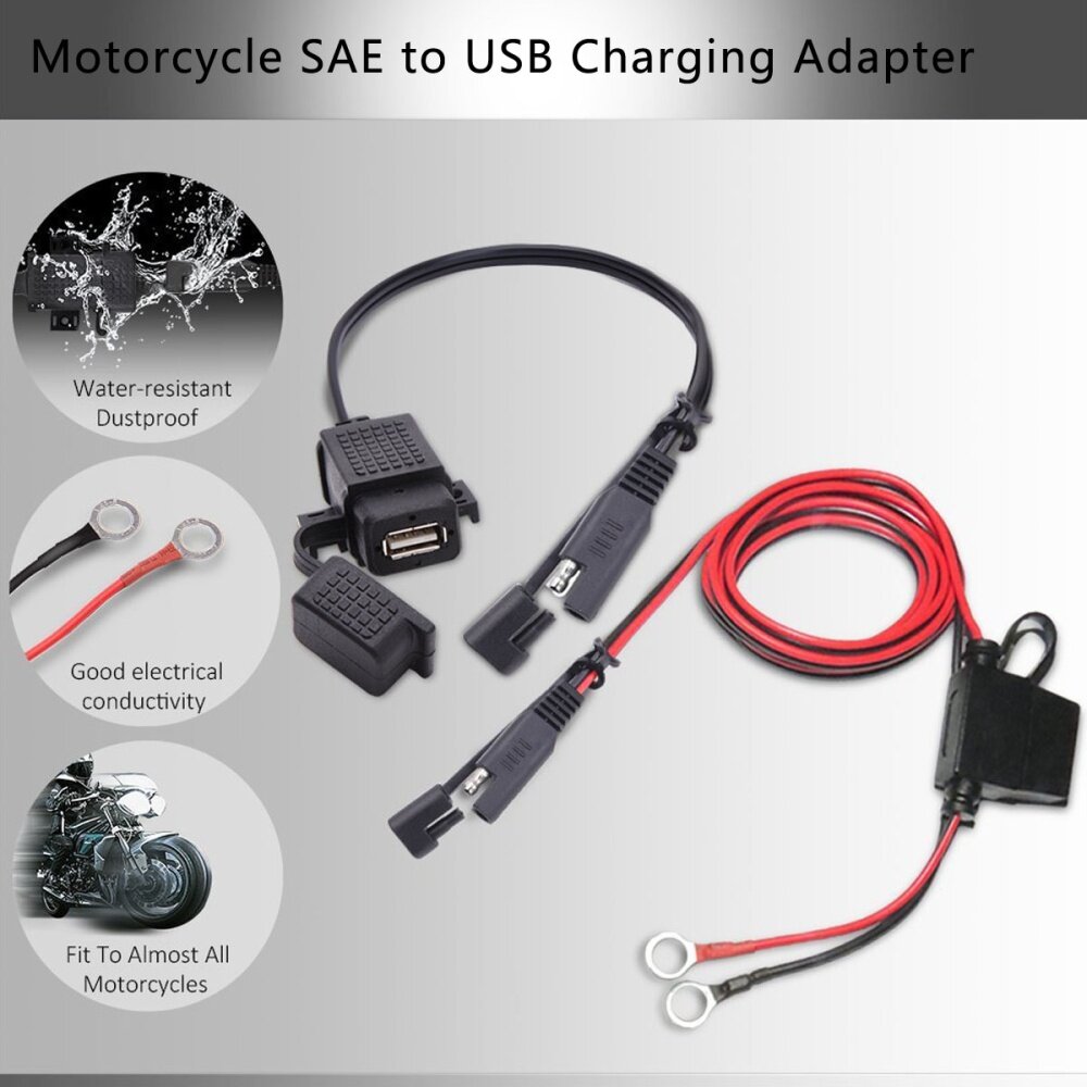 12 В-24 В 2,1 А SAE - USB адаптер с удлинителем для мотоцикла водонепроницаемое зарядное устройство