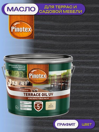 Изображение товара Масло для террас и садовой мебели Pinotex Terrace Oil UV (9л) графит RAL 7024