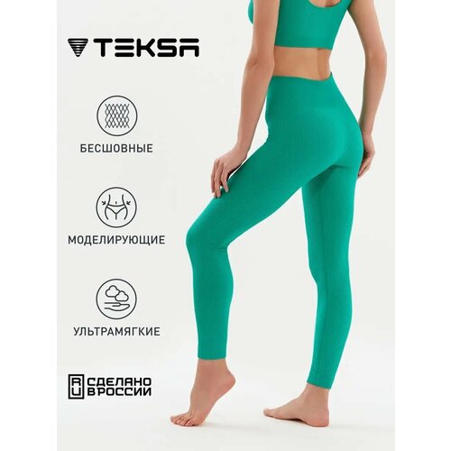 фото Легинсы спортивные teksa, размер легинсы женские wlg 001, р.xl, emerald, изумрудный