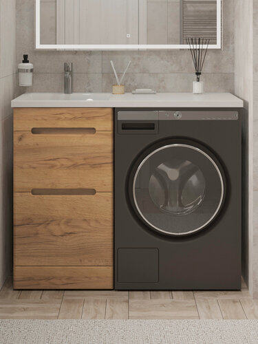 Изображение товара Тумба напольная SanStar Толедо 50 с раковиной Даллас 110 левый для ванной комнаты, Gold Craft