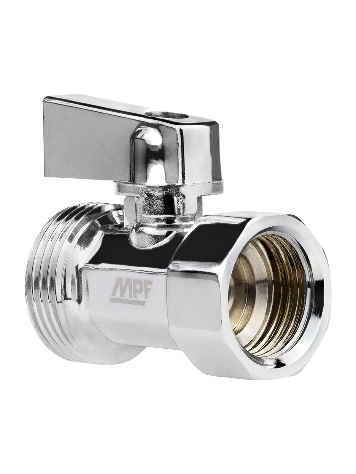 Кран-мини 1/2" х 3/4" в/н, ХРОМ-POLISH, латунь, хромированный, ГОСТ, MPF
