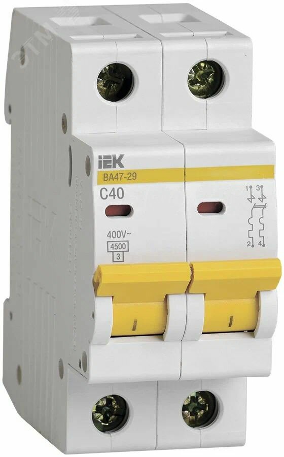 Автоматический выключатель IEK ВА 47-29 (C) 2P 40А MVA20-2-040-C — фото 1