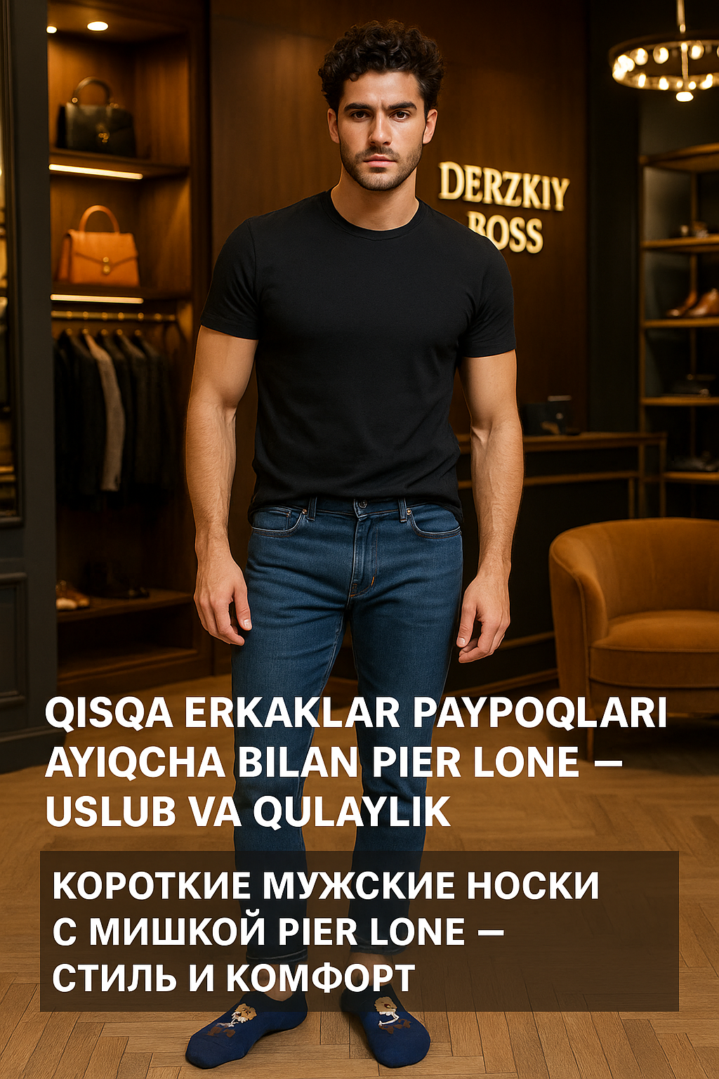 Носки Pier Lone Носки Pier Lone "Слитки с мишкой", хлопок, короткие, 40-44 размер, размер 40-44, синий