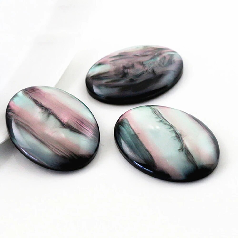 Кабошоны овальные черные 18x25mm, 10шт