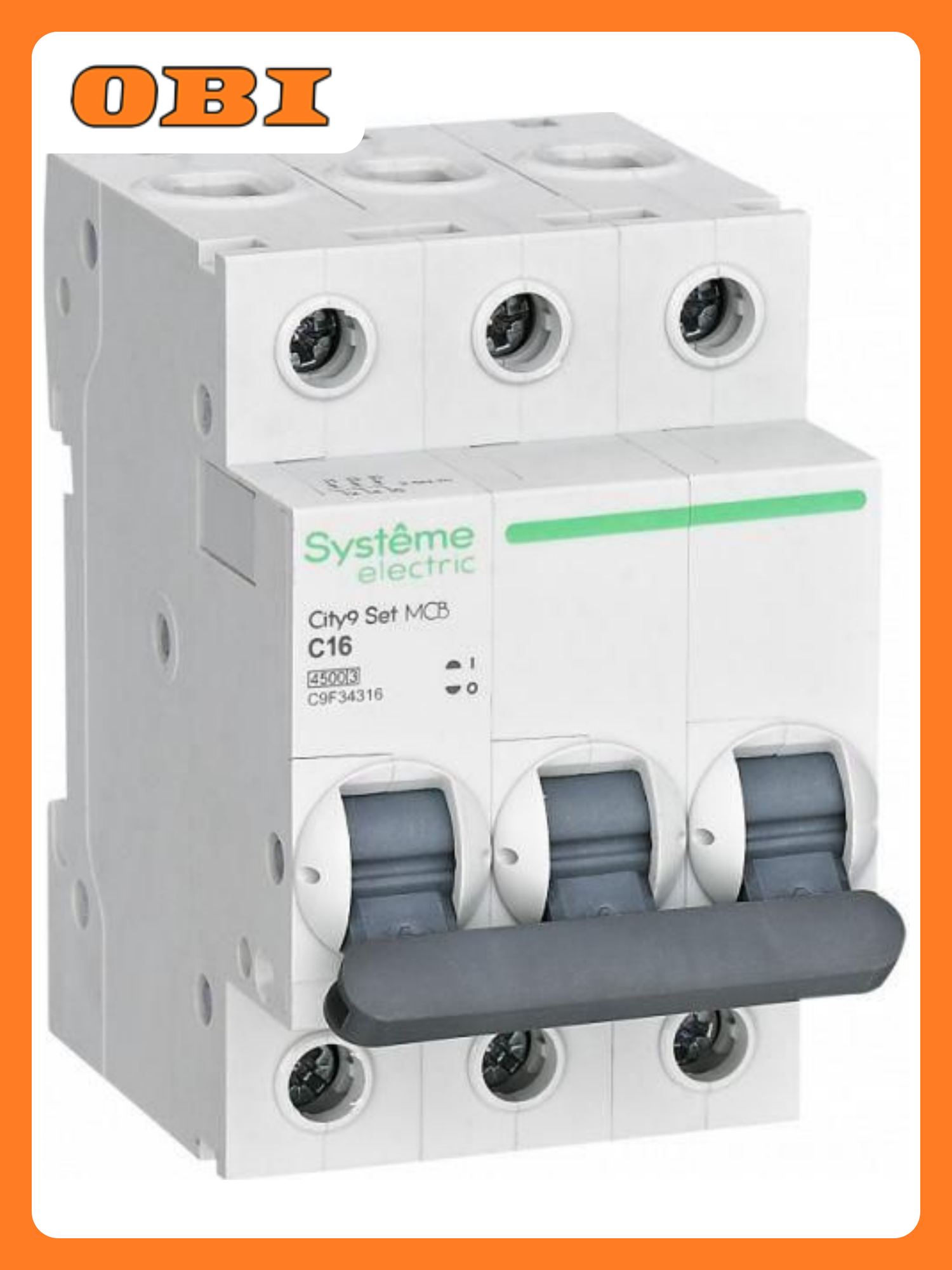 Выключатель автоматический модульный 3п C 16А 4.5кА City9 Set 400В SE C9F34316