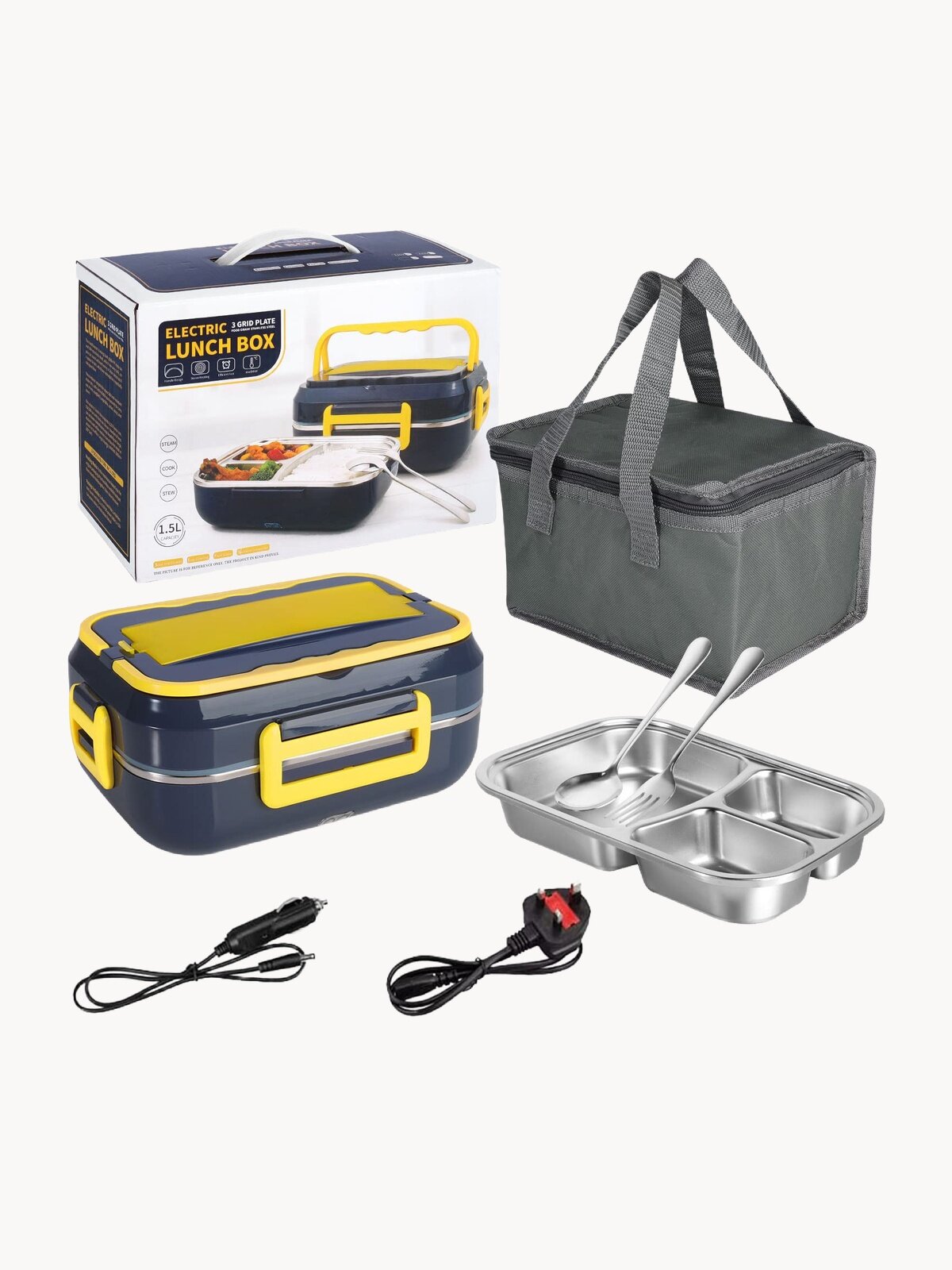 Ланч бокс электрический с подогревом. Комплект с сумкой и столовыми приборами.