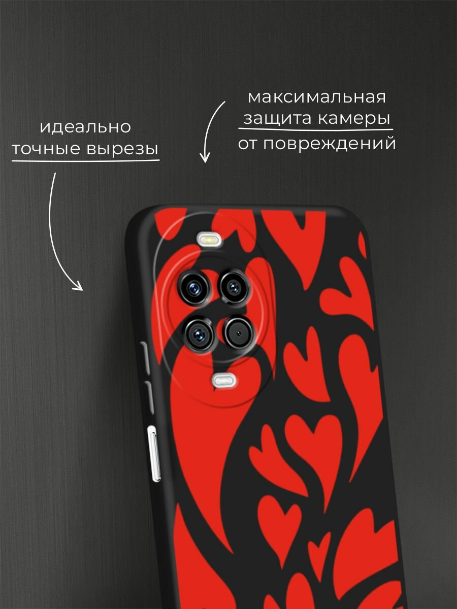 Черный матовый чехол на Huawei Nova 14 / Хуавей Нова 14 с принтом Crazy hearts 2 — фото 1