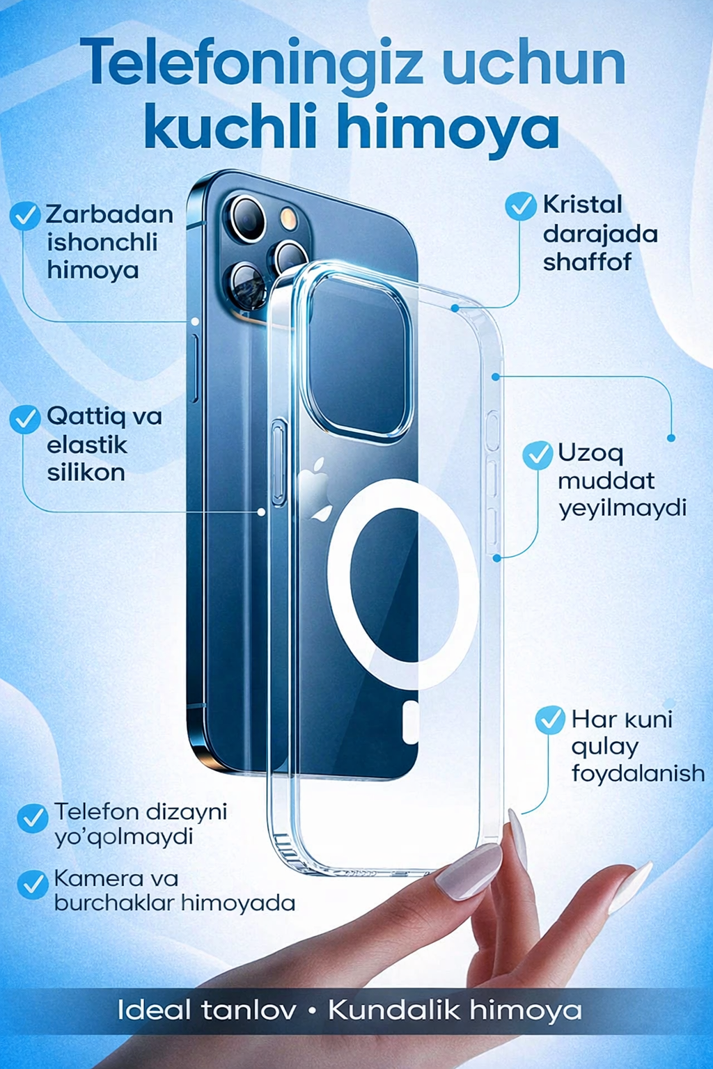 Прозрачный силиконовый чехол с MagSafe – надёжная защита и удобство