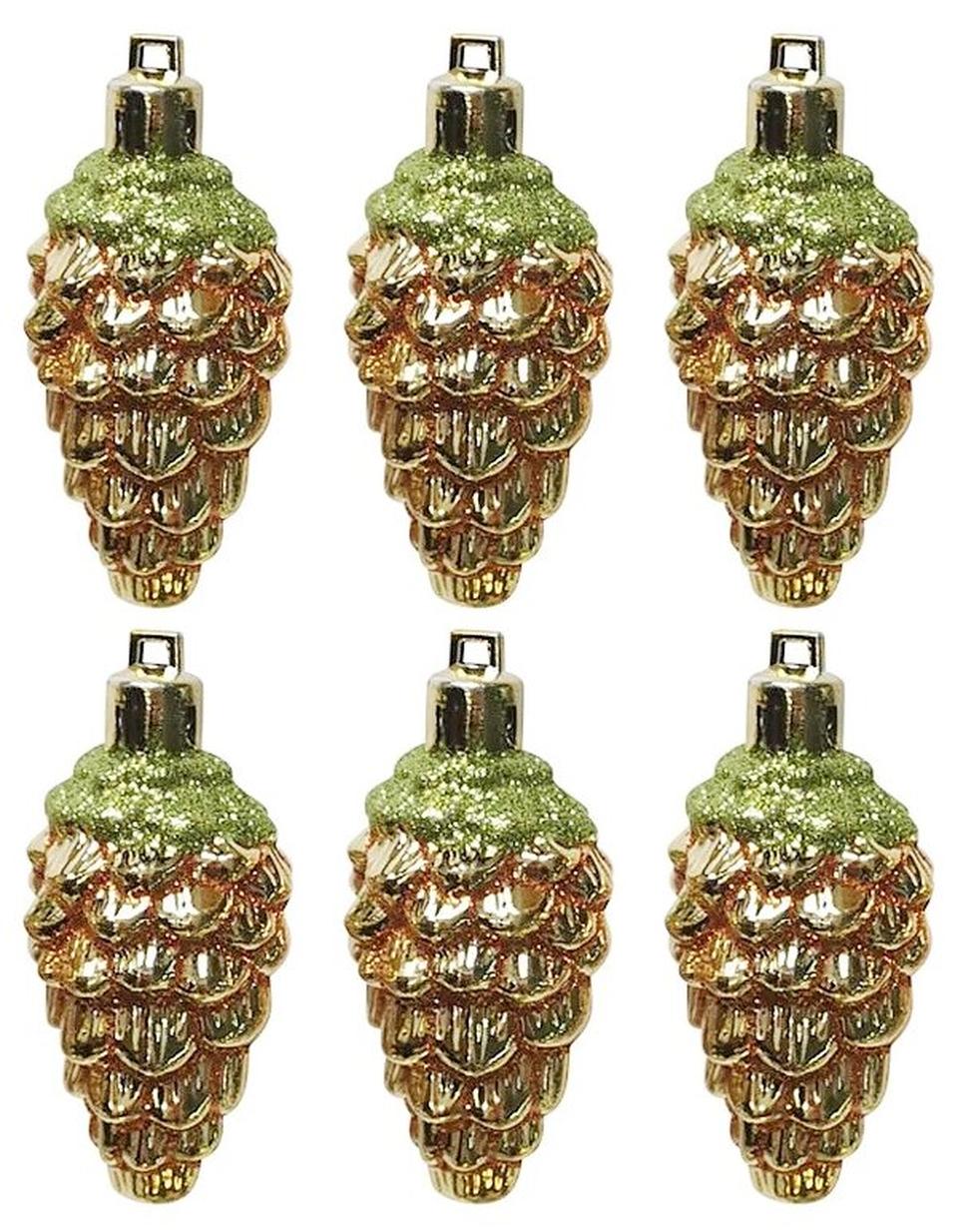 Набор елочных игрушек Волшебная страна Шишки 007475 золотой 6 шт.