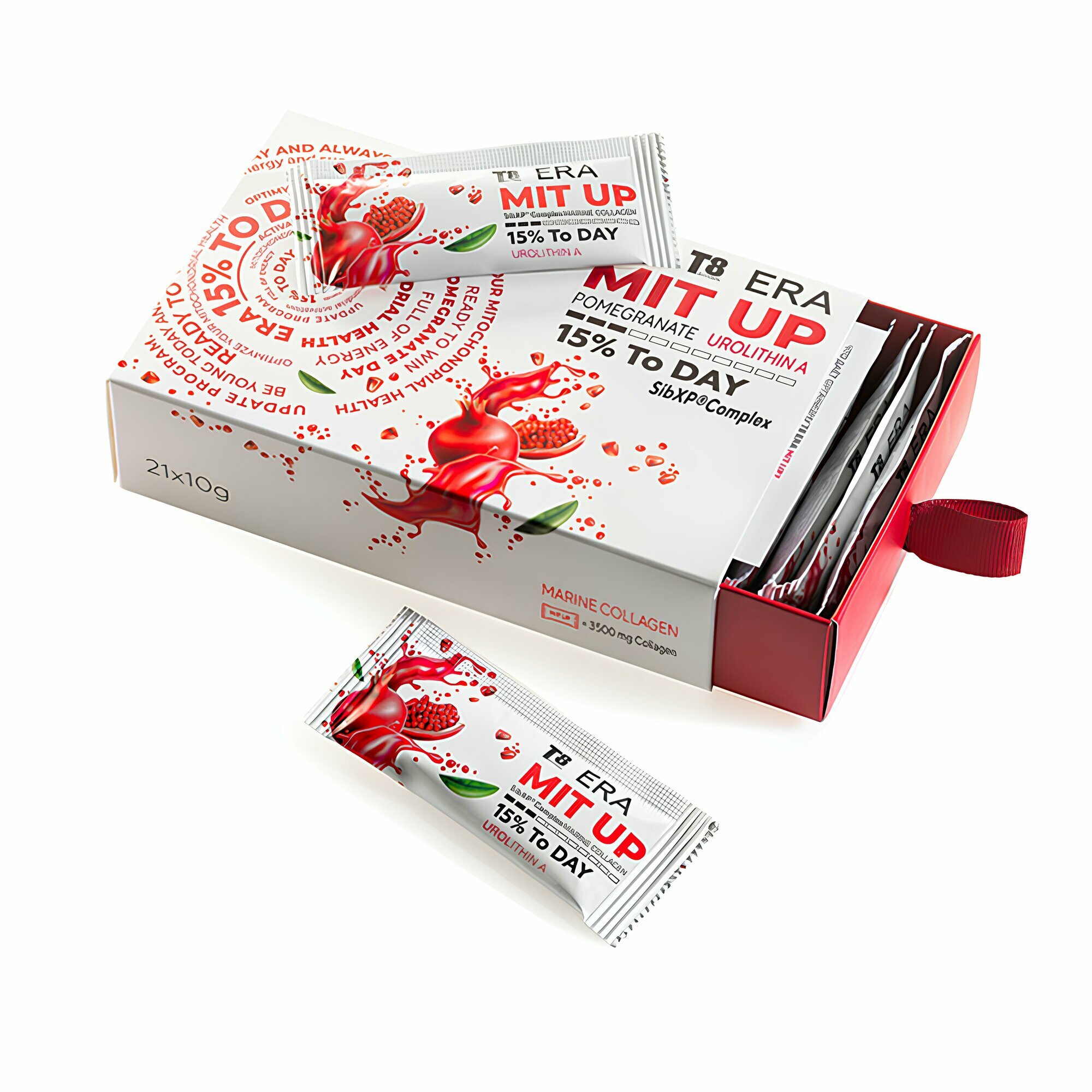 TAYGA8 Коллаген морской рыбный T8 Mit Up с экстрактом граната Уролитин А, Витамином С и усиленными полипренолами