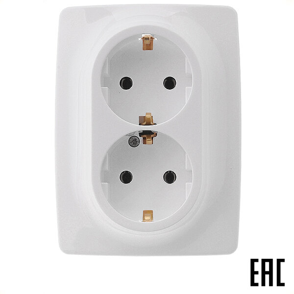 Розетка ЭРА 12 2x2P E Schuko 16A 250V винтовой зажим - фото №1