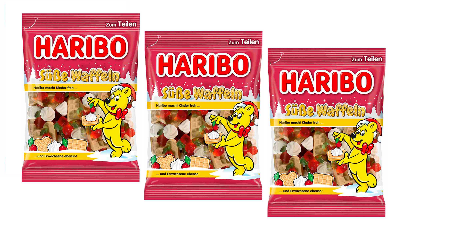 Новогодний мармелад HARIBO Sube waffeln, (вафли), ( 3 уп. х 175гр.), Германия