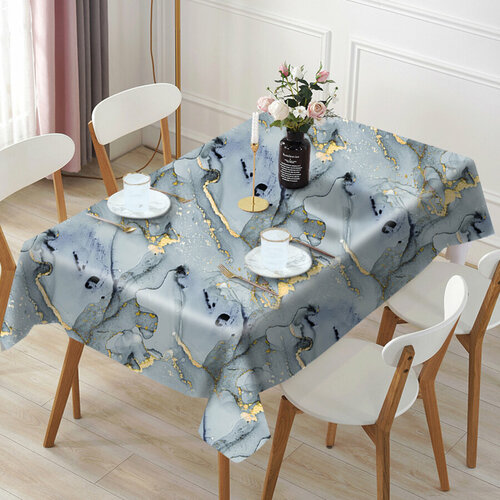 Скатерть водоотталкивающая серый мрамор 120х140