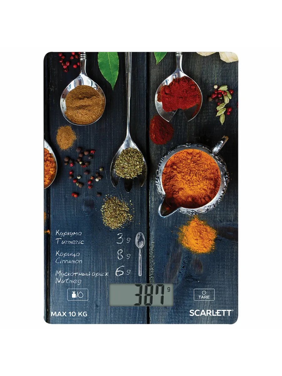 весы кухонные SCARLETT SC-KS57P68 до 10кг стекло - фото №4