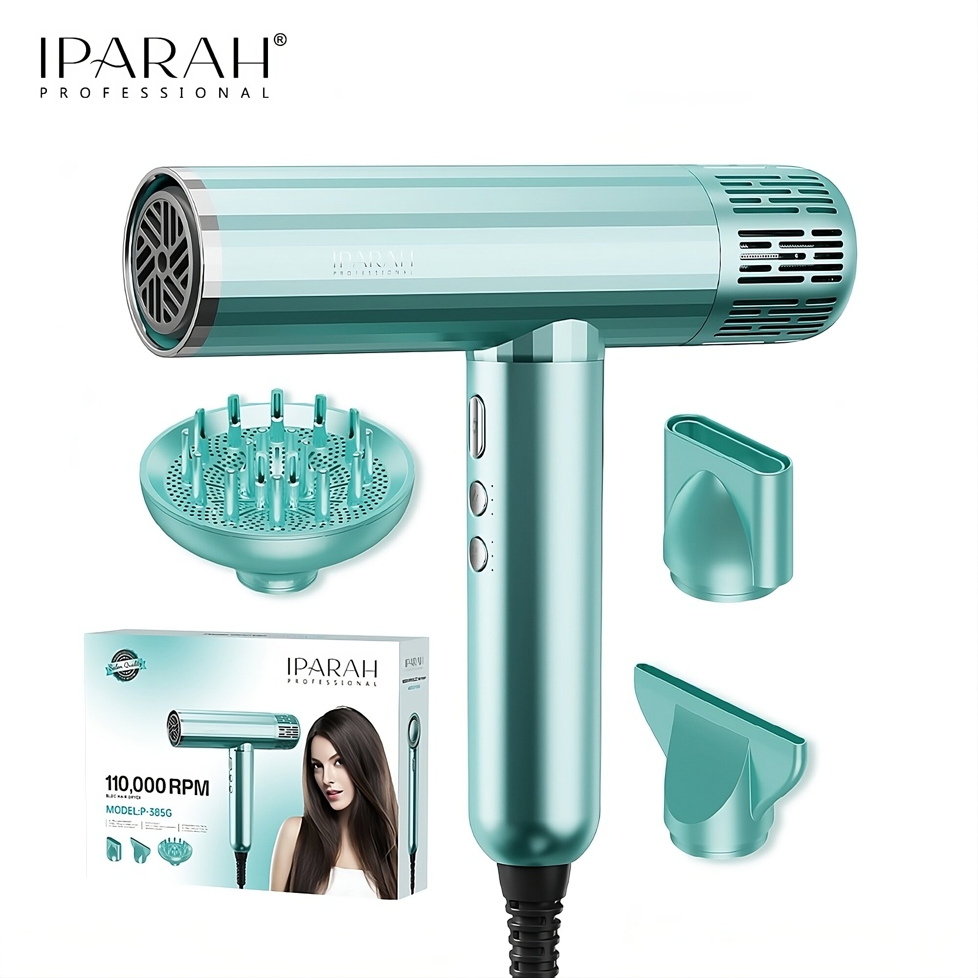 Фен профессиональный для волос IPARAH PROFESSIONAL P-385G (мятный)