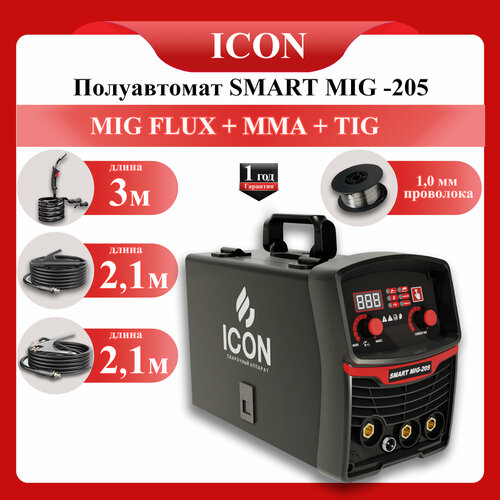 Сварочный полуавтомат ICON -205 MMA TIG MIG FLUX без газа инверторный аппарат 830000₽