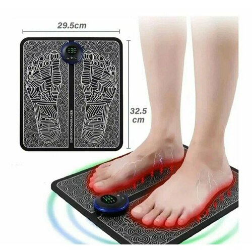 Массажер для ног электрический компрессионный, Массажный коврик вибрационный, Миостимулятор для ступней, мышц, токовый , 8 режимов