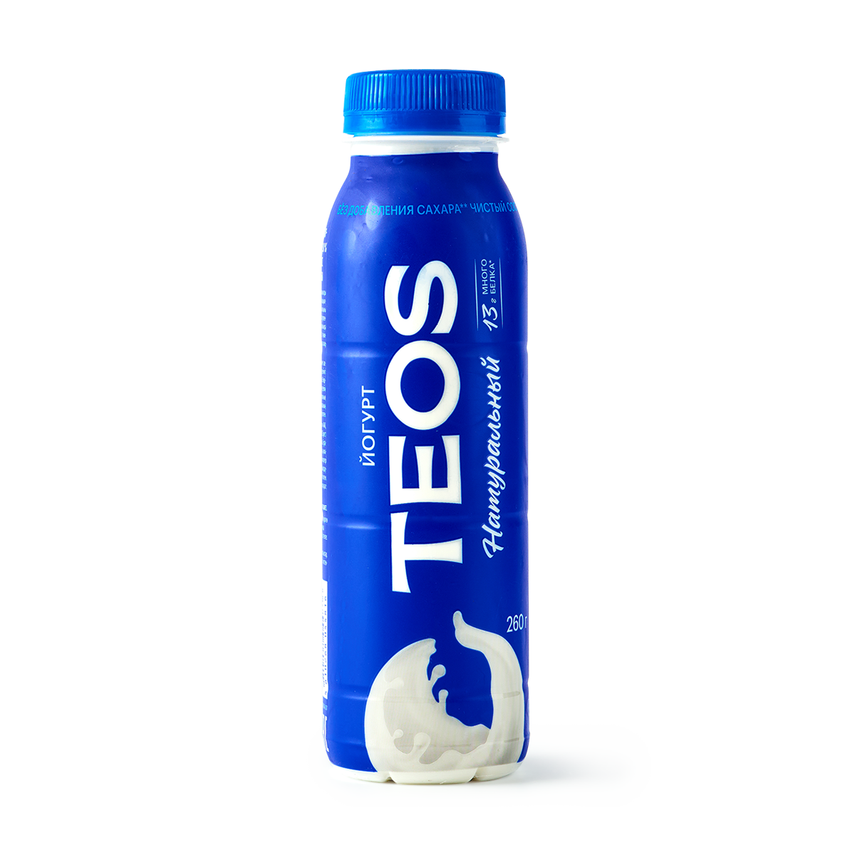 Йогурт Teos Active, 2% жирности, пластиковая бутылка, без сахара, натуральный вкус, 260 г