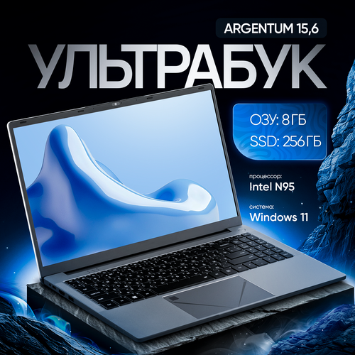 Ноутбук Echips Argentum 156 1920x1080 IPS Intel Processor N95 8GB RAM SSD 256GB Win 11 Home 24500₽