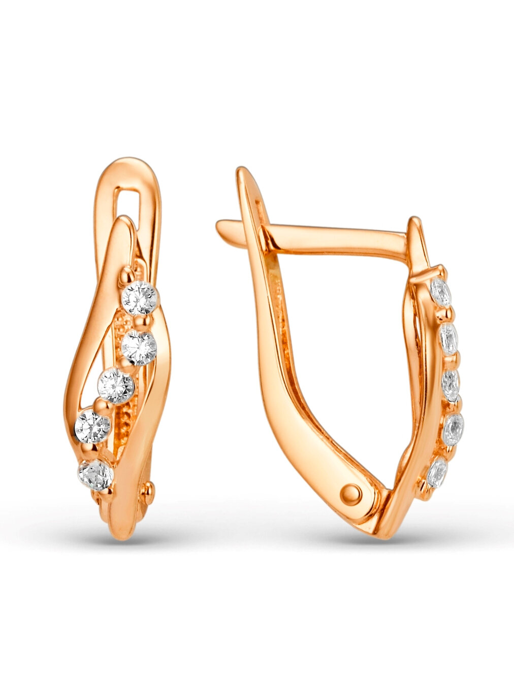 Серьги Bassco, серебро, 925 проба, золочение, фианит
