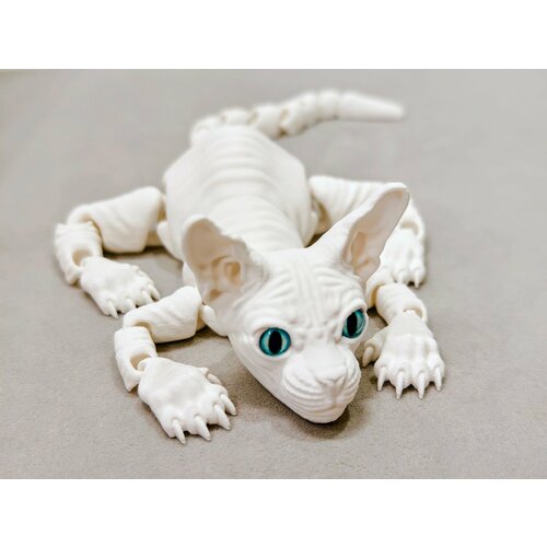 Сфинкс котенок игрушка подвижная 32см матовый белоснежный 750₽