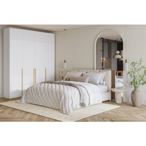 Шкаф распашной МебельЛэнд24 Лорена Хит - 4 с антресолью Белый 160x40x230 для одежды четырехдверный