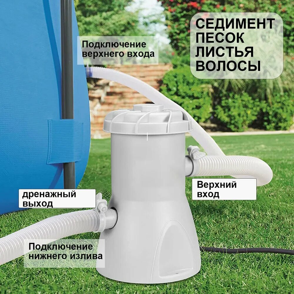 Фильтр-Насосы Для Бассейна Насос для бассейна с фильтром YIAO, для надувных, каркасных или сборных бассейнов, до 5,4 куб. м