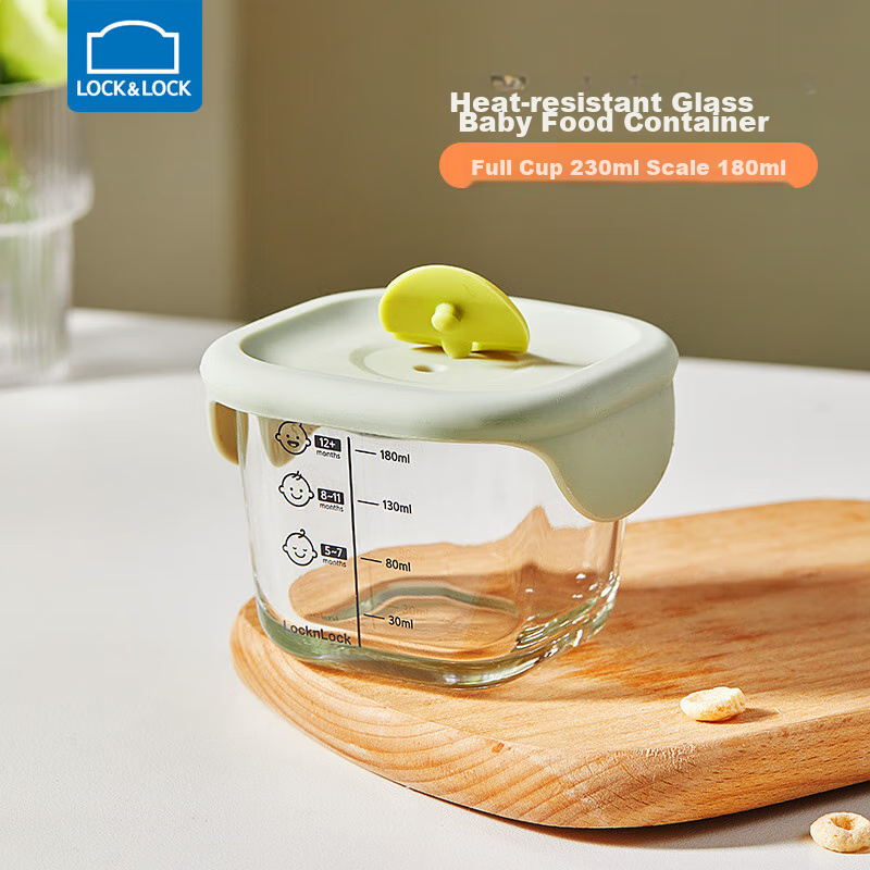 Lock & Lock детский Food Container, Glass Storage Box, Steamed Egg Bowl for Infants, Divided Container, Freezer Storage