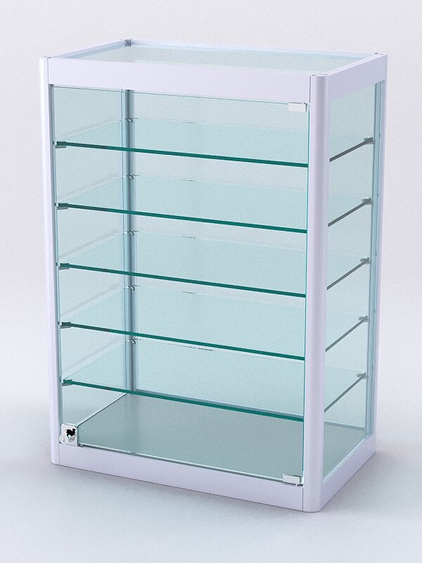 Витрина из профиля настольная "вайб" №2-5П-С-300 (задняя стенка Cтекло), Серый