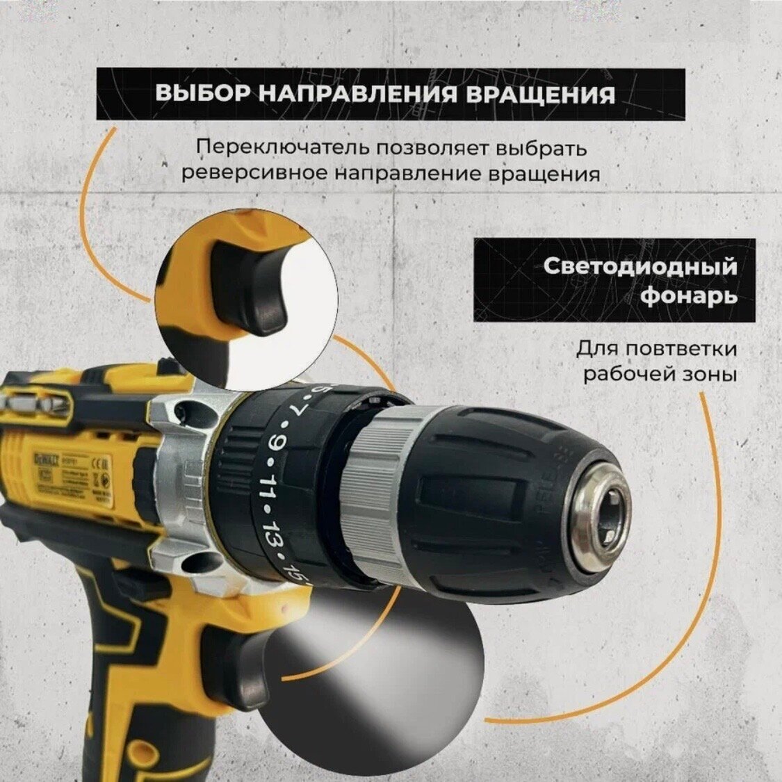 Шуруповерт аккумуляторный + набор инструментов / дрель с 2 аккумуляторами — фото 1