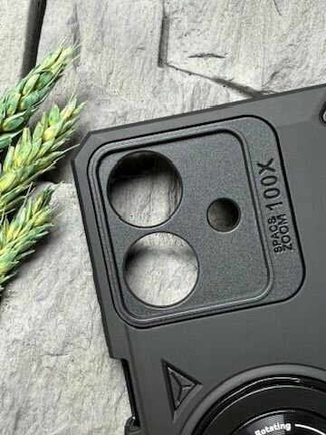 Чехол противоударный для Realme Note 60 / Note 60x ( Реалми Нот 60 / Нот 60х ) с функцией подставки, с кольцом-держателем, ударопрочный, усиленный, черный — фото 1