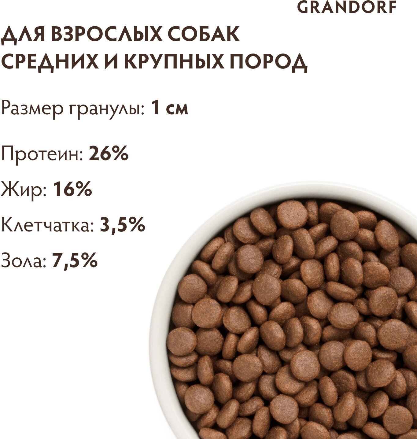 Сухой корм грандорф Утка с бататом 10 кг для собак Средних и крупных пород, Grandorf — фото 1