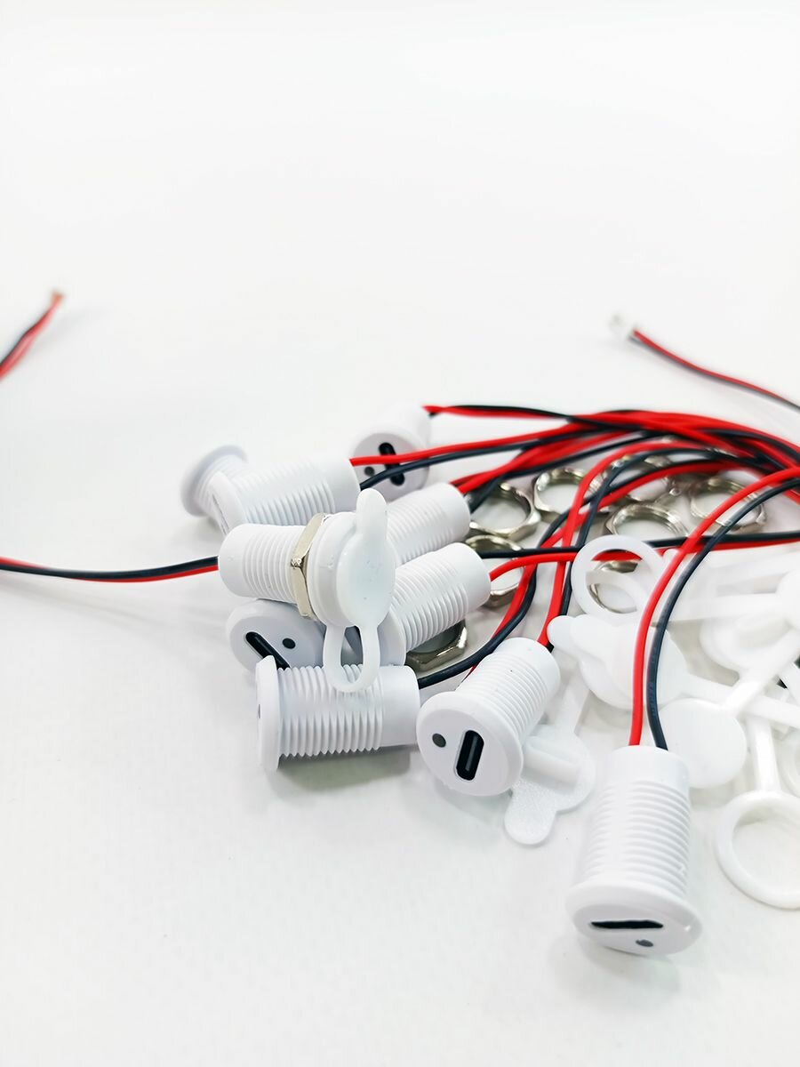 Влагостойкий коннектор с диодом штекер USB Type-C / Гнездо питания TYPE-C установочное, комплект 10 штук — фото 1