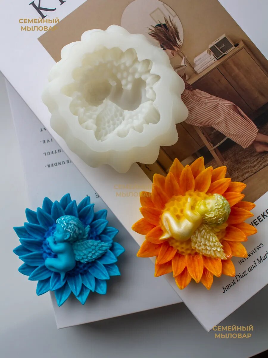 Силиконовый молд ангела в цветке — фото 1