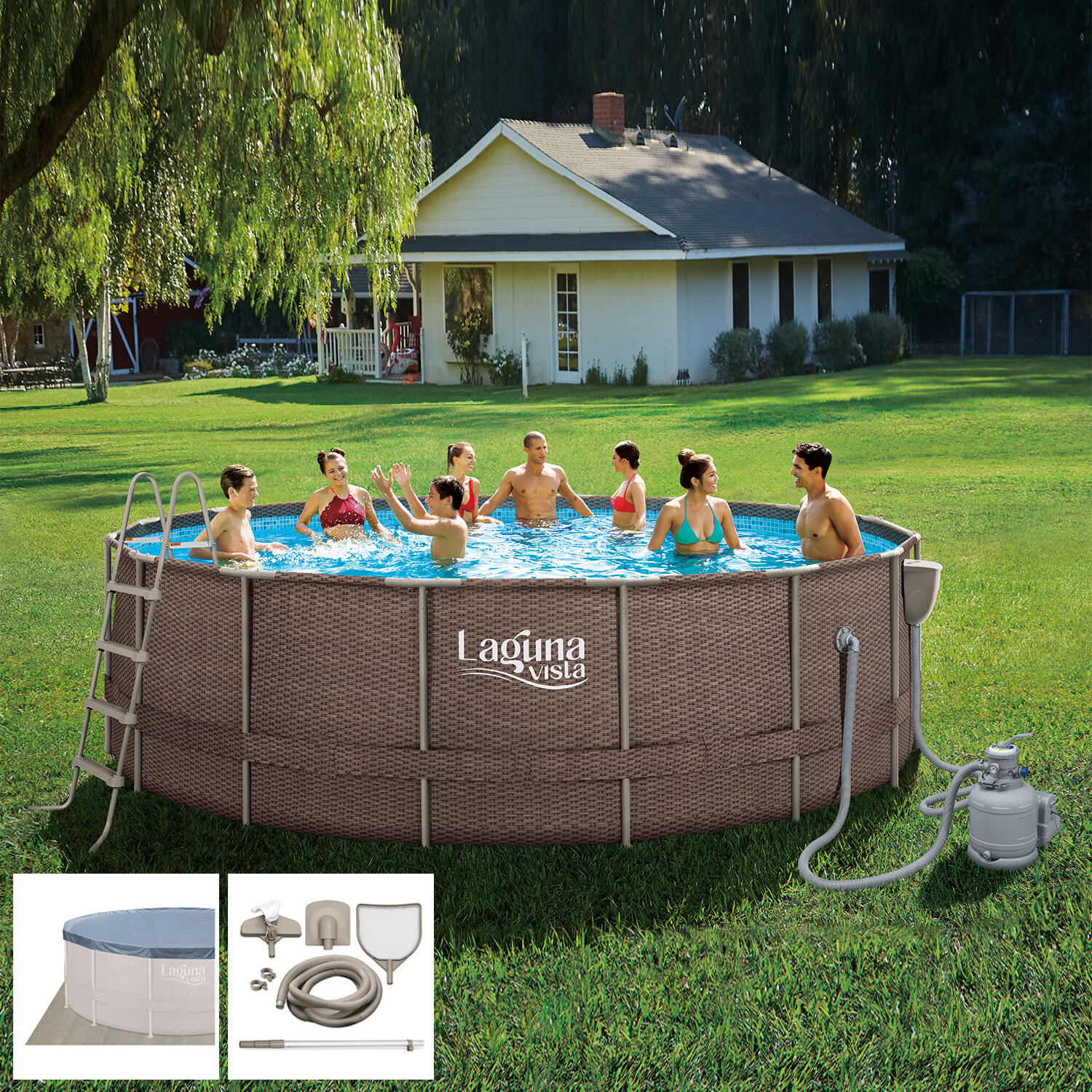 Бассейн каркасный 488х132см Laguna Vista Р20-1652-S песочный фильтр-насос и аксессуары