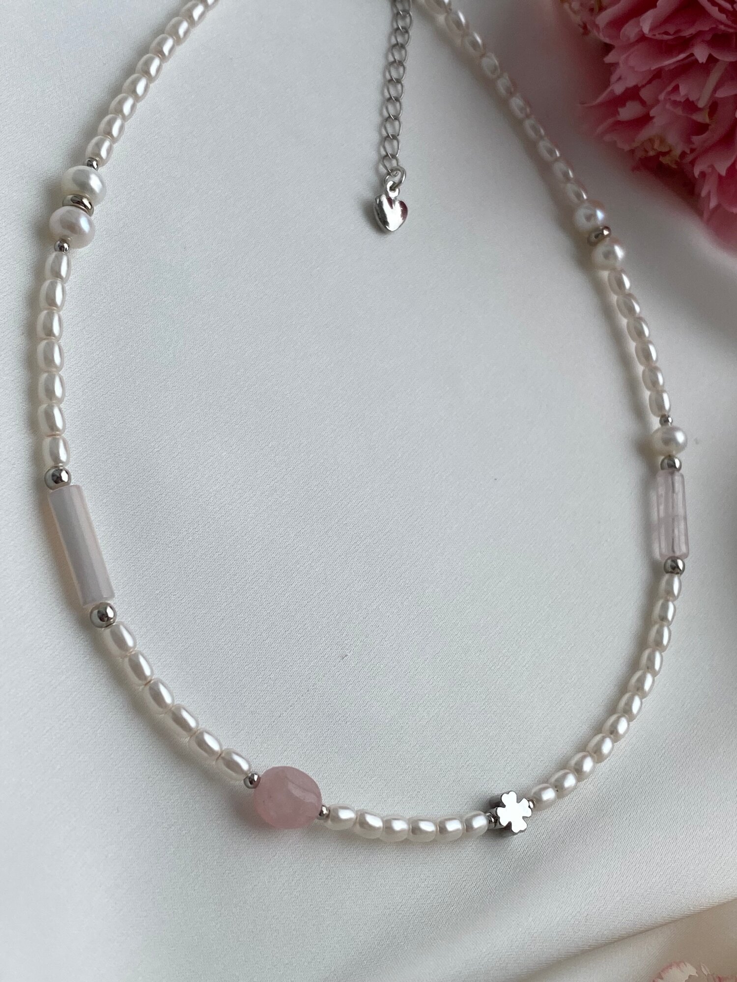 Чокер Love & Soul Jewelry, гематит, длина 35 см, розовый — фото 1