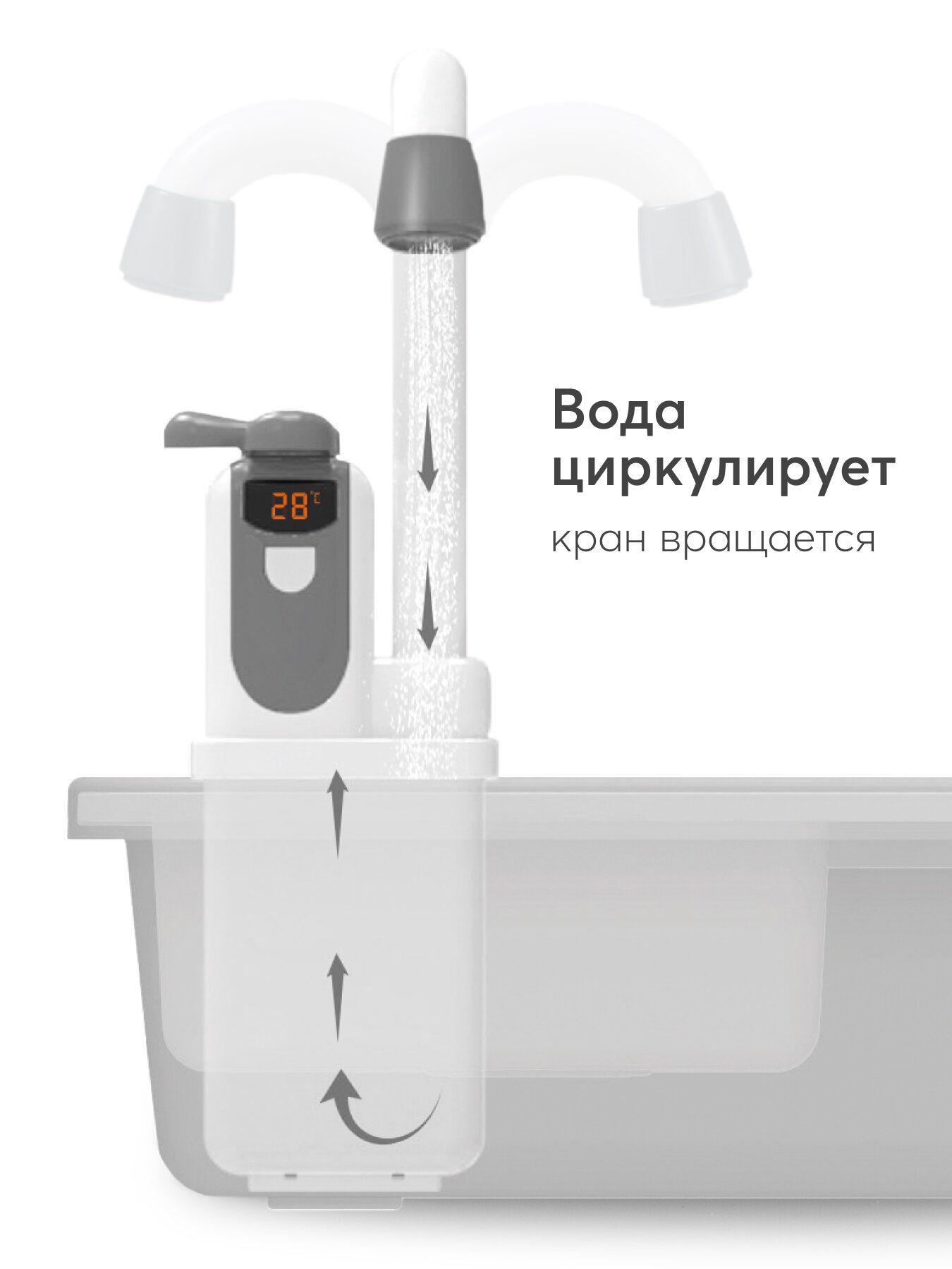 331869, Игровой набор детская кухня Happy Baby WASH AND PLAY игрушечная раковина детская с водой, 15 предметов, серый — фото 1