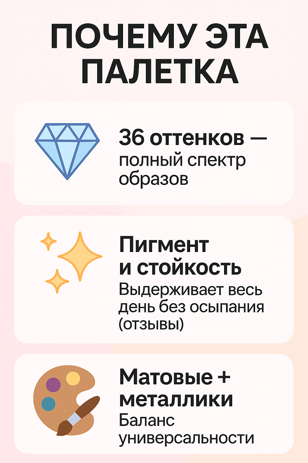 Тени для век, большая палетка для макияжа 36 цветов, водостойкие матовые, глиттерные, перламутровые, яркие и нюдовые цвета, универсальная для всех типов кожи, 20 г — фото 1