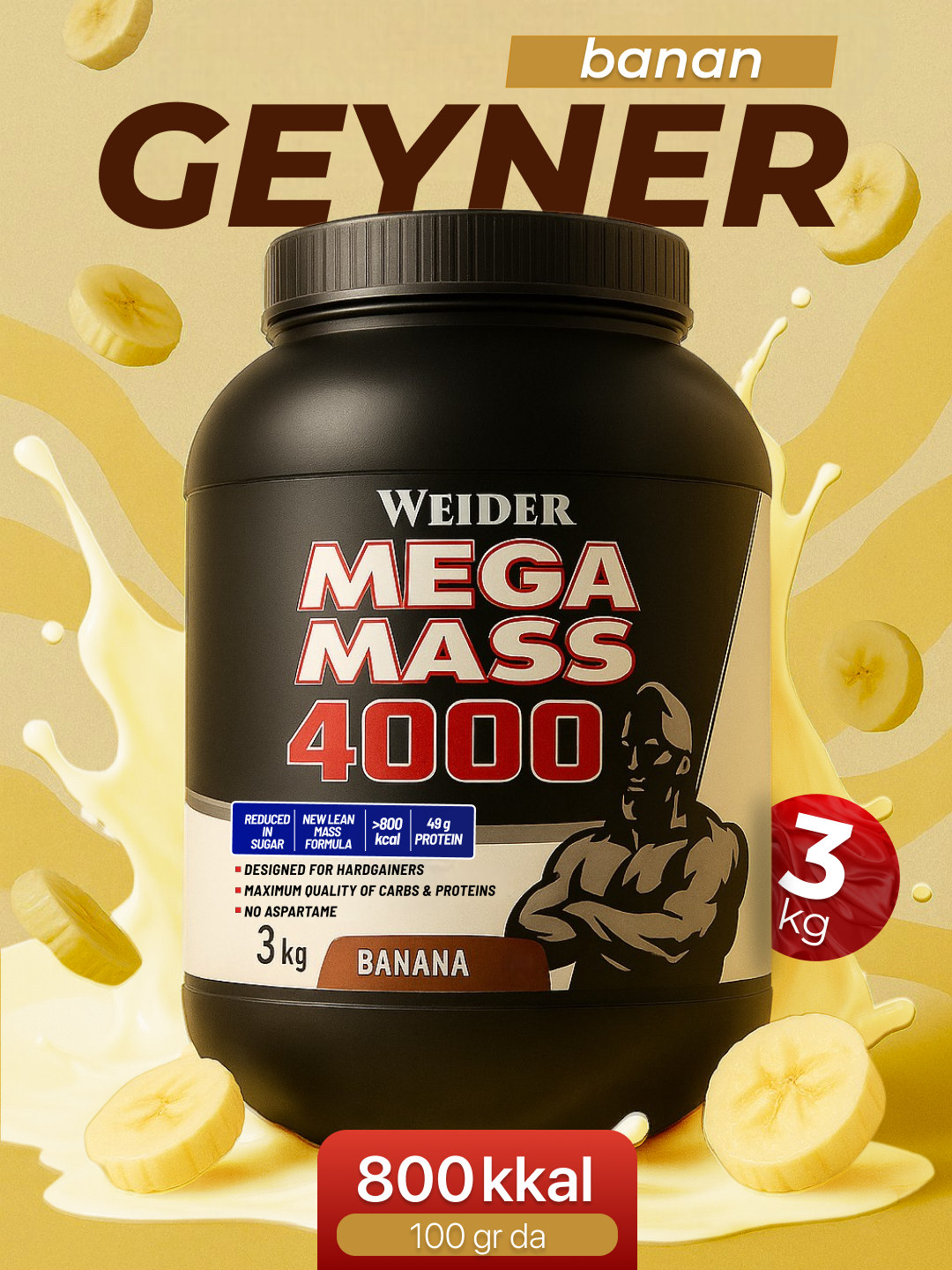 Гейнер Weider Usa, Halal, Mega Mass 4000, Спортивное питание для набора мышечной массы